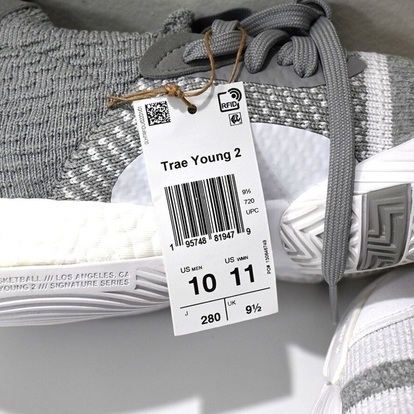 Adidas Basketball Shoes Men's Size 10 US White & Gray Trae Young 2 UNISEX - Picture 4 of 12